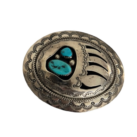 Bear Paw Sterling silver Navajo belt buckle - Picture 1 of 2